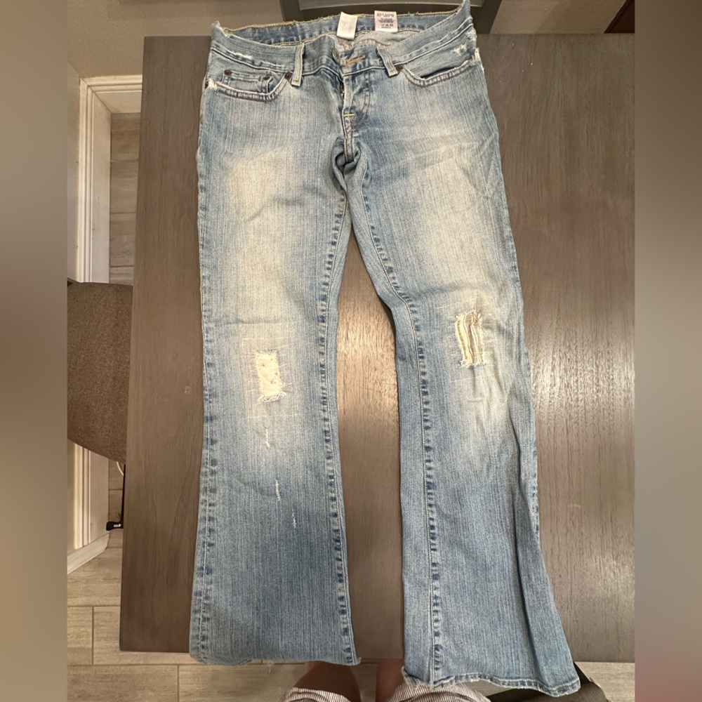 Lucky Jeans Size 4 / 27 Low Rise Flare with Patches